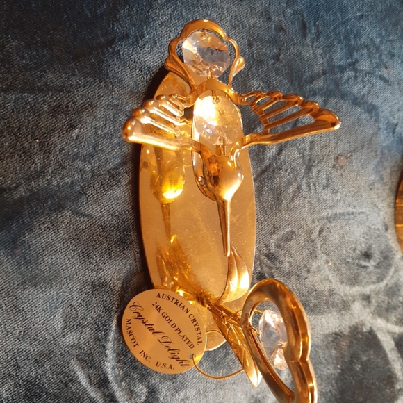 EXQUISITE NEW Pair of Crystal Delight 24K Gold Plated Austrian Crystal Figurines - Picture 2 of 8